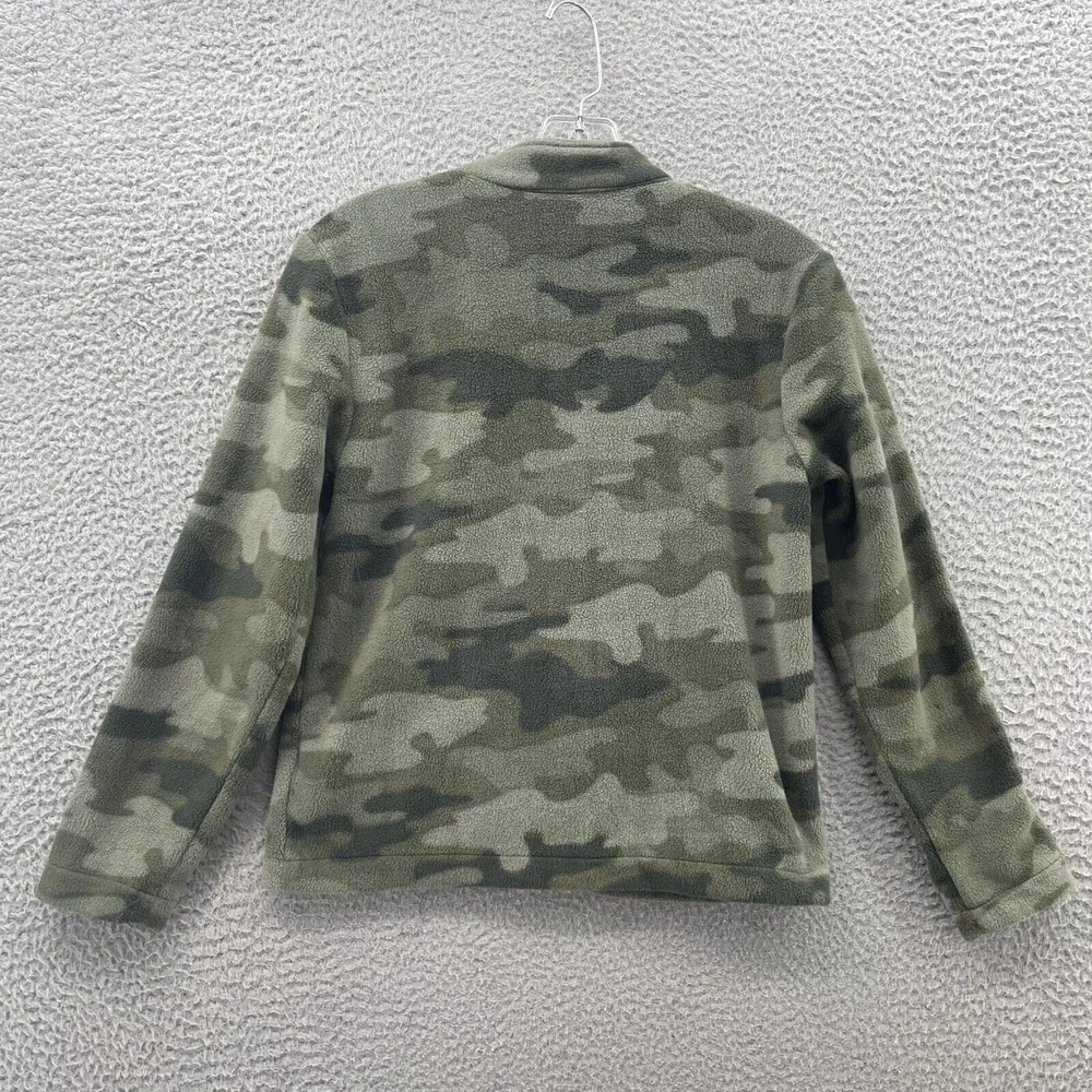 Eddue Bauer Sweater Kids Med 10-12 Camo Zip Fleece Gorpcore Academia Outdoor 90s